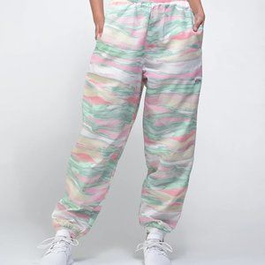 NWT adidas Relaxed Fit Multi-pink, green, cream Marble Dye Nylon Track P…